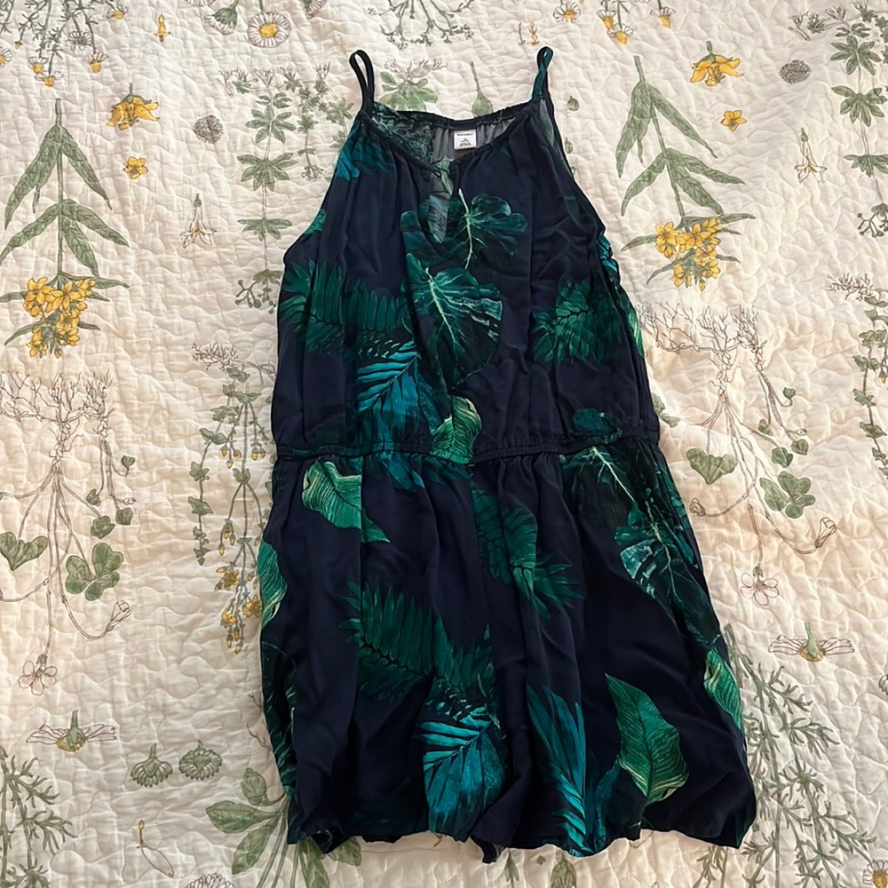 Navy and dark green romper